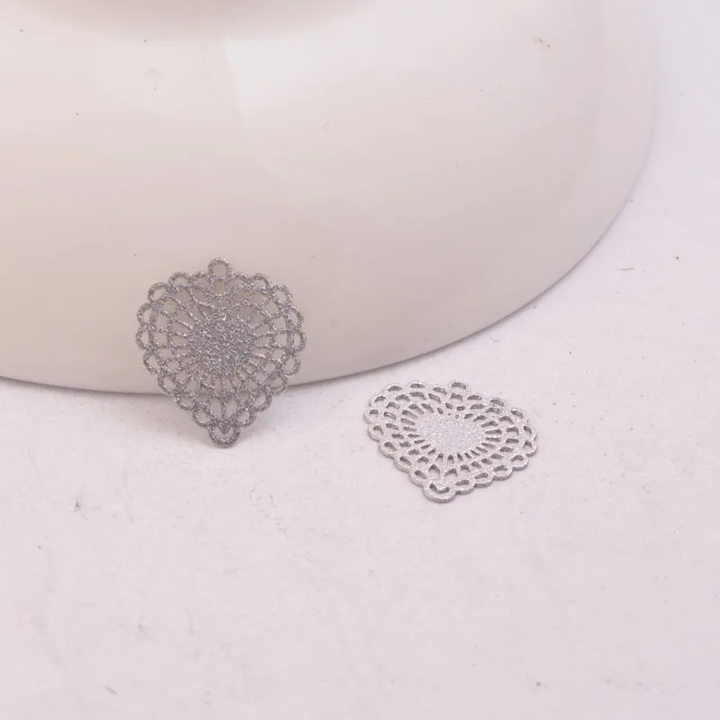 Matte Silver 100 шт. AC2575 латунные маленькие подвески в виде сердца, красочные филигранные серьги, металлические украшения, материалы для самостоятельного изготовления украшений 14 мм* 15 мм - Окраска металла: Matte Silver