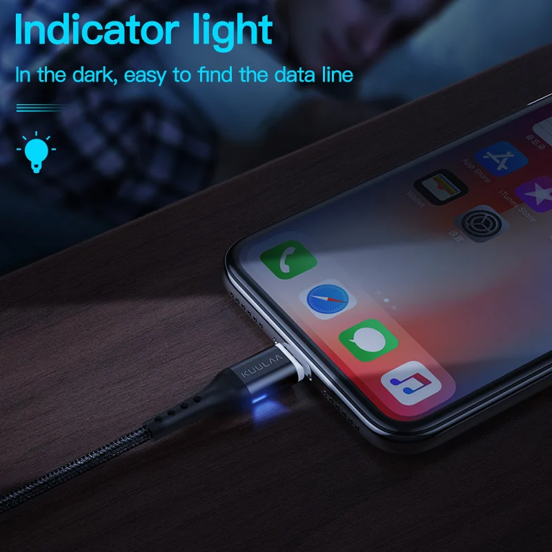 Магнитный кабель KUULAA для iPhone 12 11 Pro X XR SE 8 7 6 Plus быстрая зарядка USB зарядный передачи
