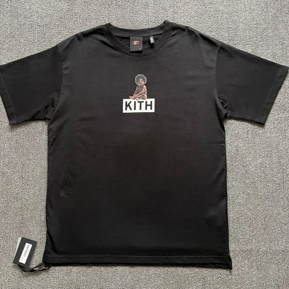 

Высококачественная Футболка с принтом KITH Boy для мужчин и женщин 1:1 Graghic, мужская рубашка с принтом Kith, потертая винтажная одежда с коротким ру...