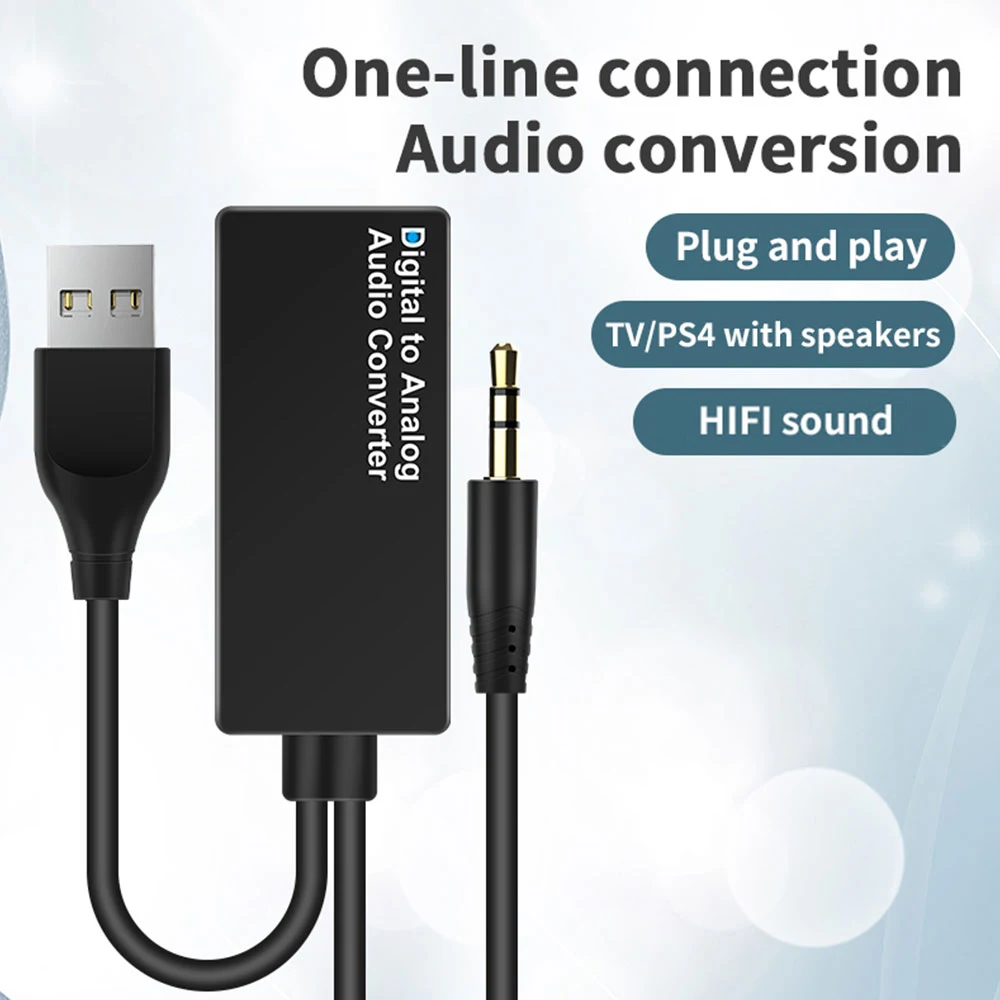 

D15 Audio Converter DAC Digital to Coaxial Analog USB Decoder Adapter 3.5mm Jack Optical Fiber Converter for PS4 HDTV DVD
