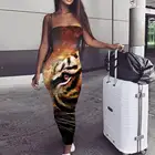 Женское облегающее платье KYKU, элегантное платье с 3D-принтом тигра и туманности, лето 2019