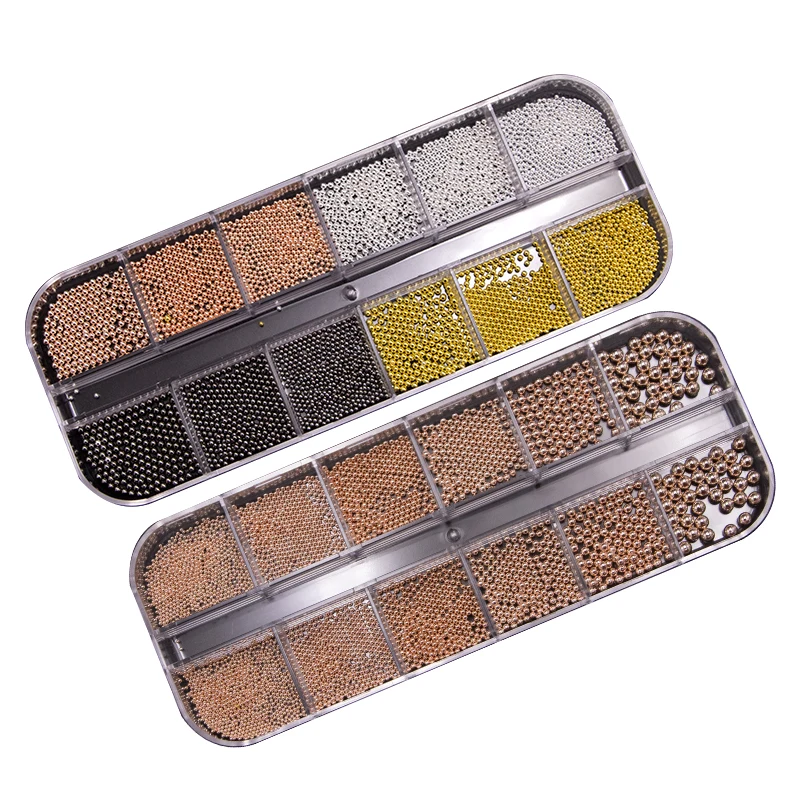 

kxy 1BOX Nail Jewelry Sticker Diamond Gold Silver Steel Ball Mixed Rose Gold Size Nail Art Decorative Diamond