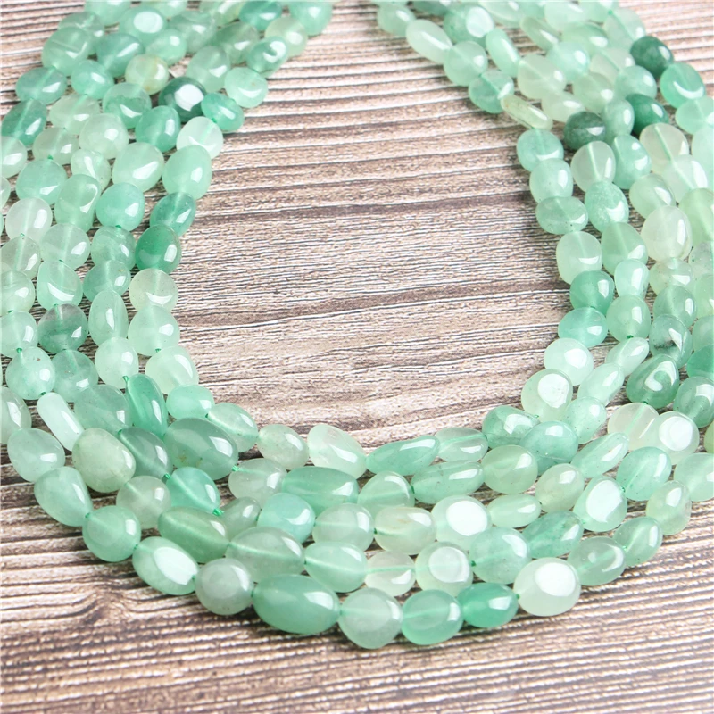 Lan Li Natural irregular Green Aventurine loose beads smooth interval bead jewelry DIY Stone Bracelet Necklace | Украшения и