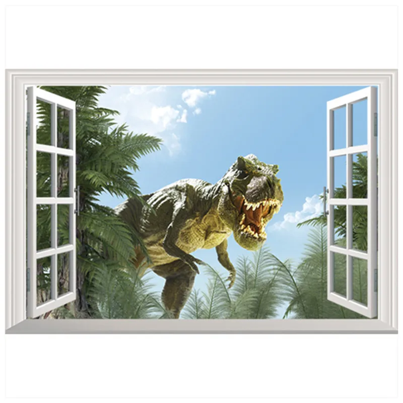 За окном животное Юрского периода мир 3d динозавр виниловые наклейки на стену для