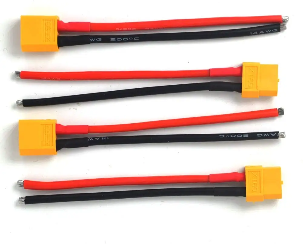 Разъем Amass XT60 штекер и гнездо с силиконовым проводом 10/15 см 14 AWG для