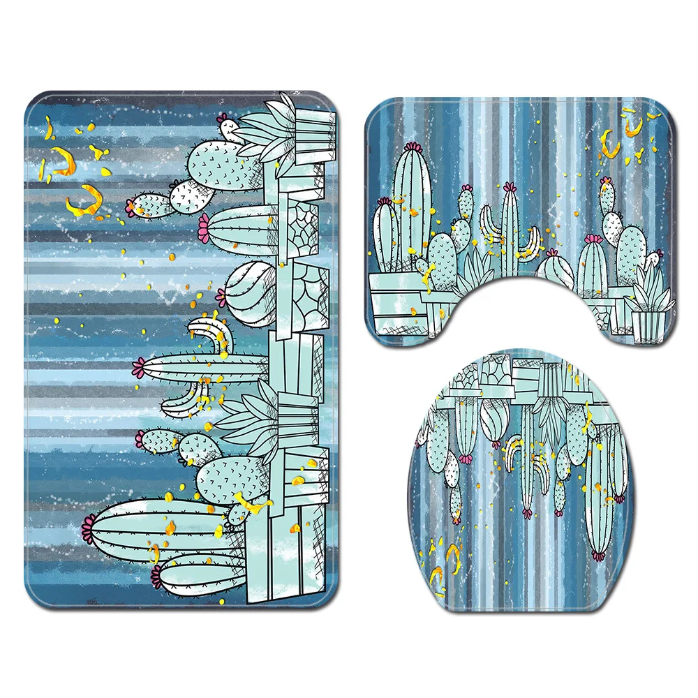 

Bath mat Shower Curtain Carpet Bathroom Decoration Home Textile Rugs Toilet Seat Cover Mats Printing Absorbent Carpet