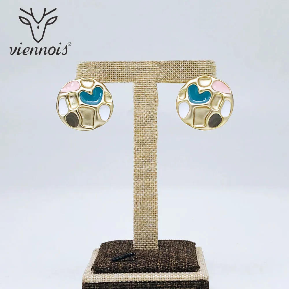 Viennois корейский стиль милые цветные серьги гвоздики с сердцем для женщин Матовые