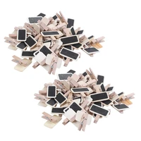 100x mini blackboard wood message slate rectangle clip clip panel card memos label brand price place number table