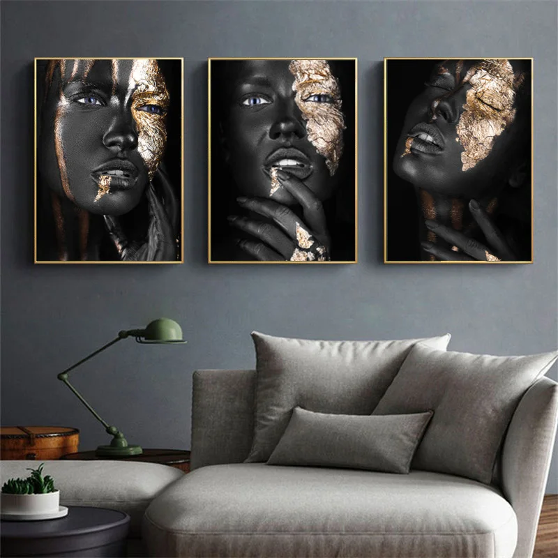 

Картина на холсте «Черное золото» для женщин, постеры и принты в африканском стиле, Скандинавская настенная живопись для гостиной и дома
