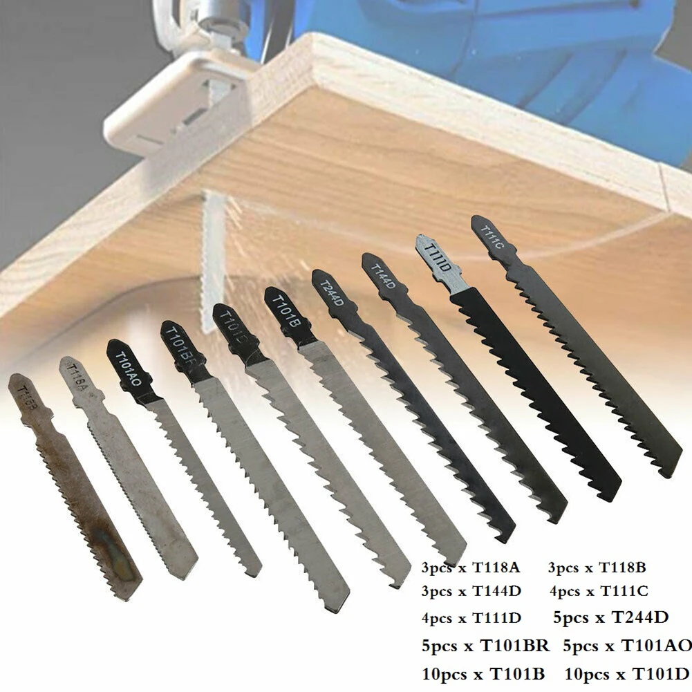 52Pcs Jig Saw Blades Set Metal Wood Assorted Blades T-Shank T118A T118B T144D T111C T111D T244D For Bosch Dewalt