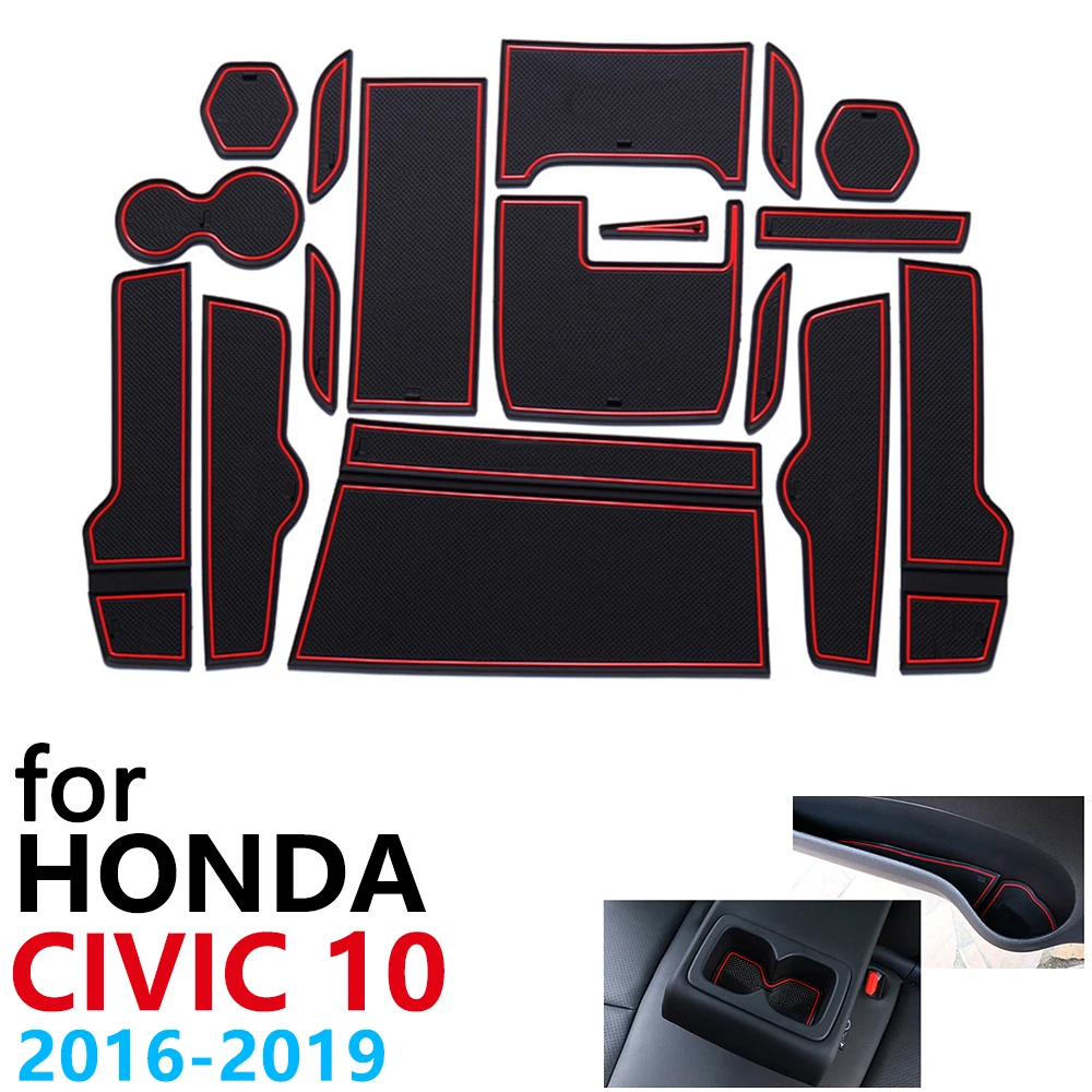 Противоскользящий резиновый коврик для чашки дверной паз Honda Civic 10 2016 ~ 2019