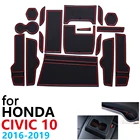 Противоскользящий резиновый коврик для чашки, дверной паз, коврик для Honda Civic 10 2016  2019 10 поколения 10 FC FC1 FC2 FC5, аксессуары, коврик для телефона