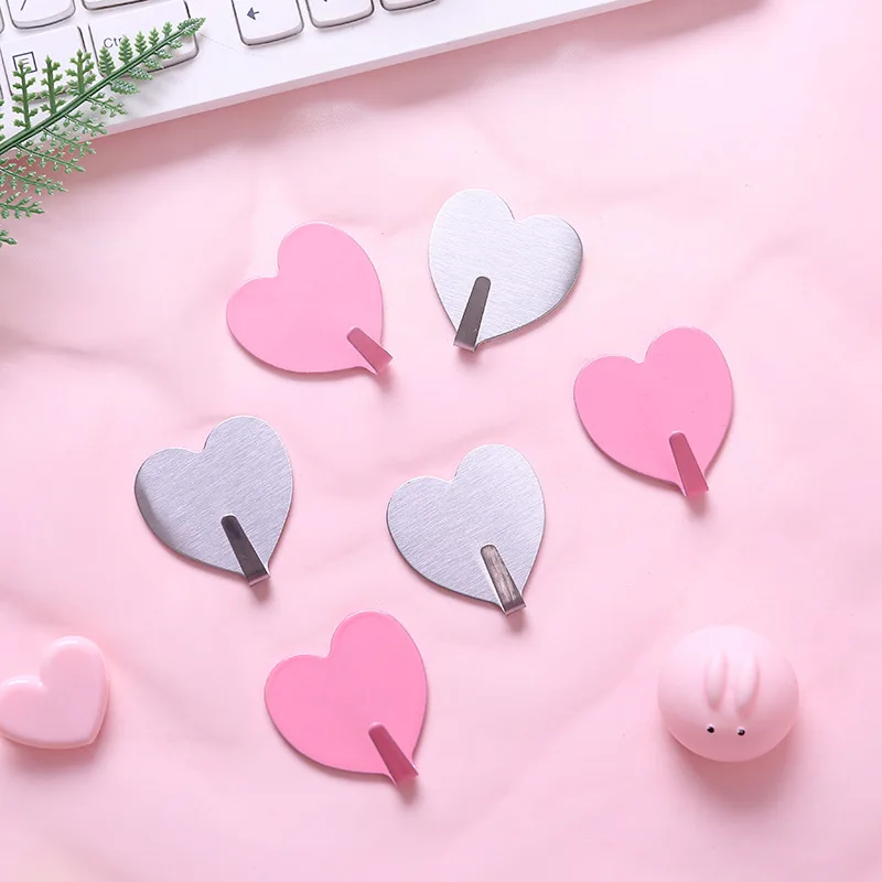 Симпатичный настенный крючок простой розовый серебряный из нержавеющей стали