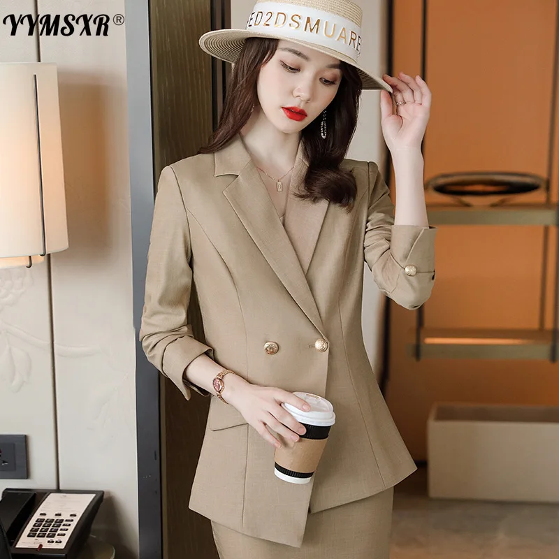 

Women's Professional Wear Temperament 2022 Autumn and Winter High Quality Ladies Jacket High Waist Trousers Two-piece