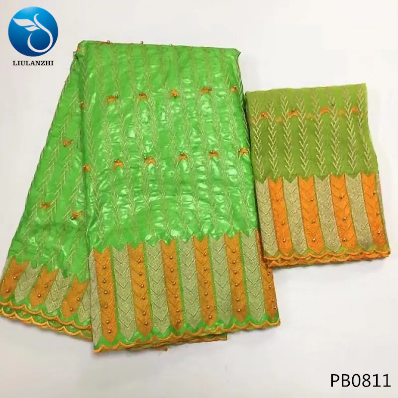 PB0811 LIULANZHI желтый Базен riche getzner хлопок ткань tissu riche ткань жаккардовая парча ткань с бисером 7 ярдов/партия PB08 - Цвет: PB0811