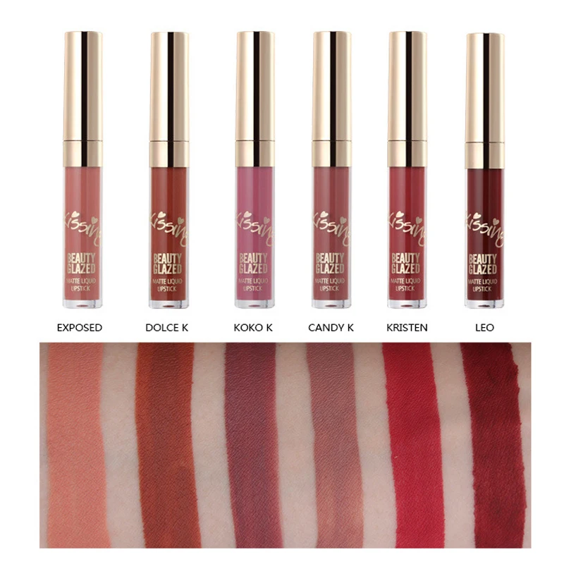 

6pcs/set Lips Makeup Matte Liquid Lipstick Set Lipgloss Easy To Apply Long-lasting Waterproof 6 Colors AC889