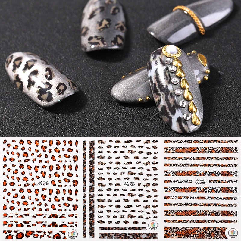 1 лист 3D наклейки для ногтей дизайна серия сексуальных леопардовых пятен с