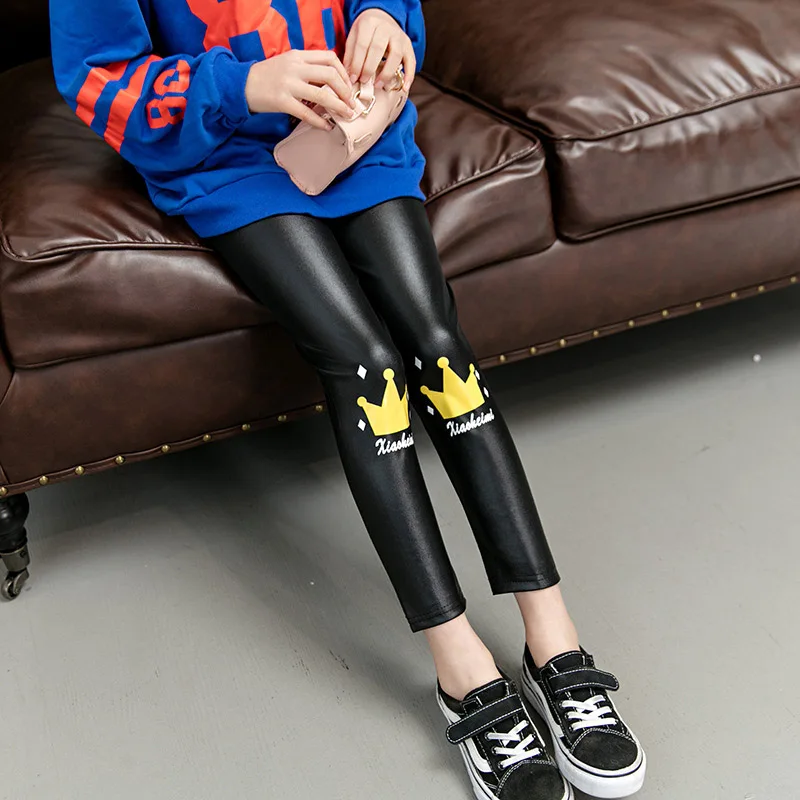 Зимние леггинсы для маленьких девочек черные плотные теплые из искусственной