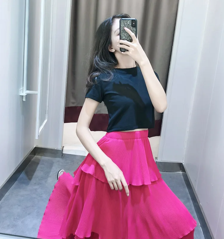 

HOT SELLING miyake pleated cupcake skirt bust skirt medium-long female elegant high waist all-match expansion skirt