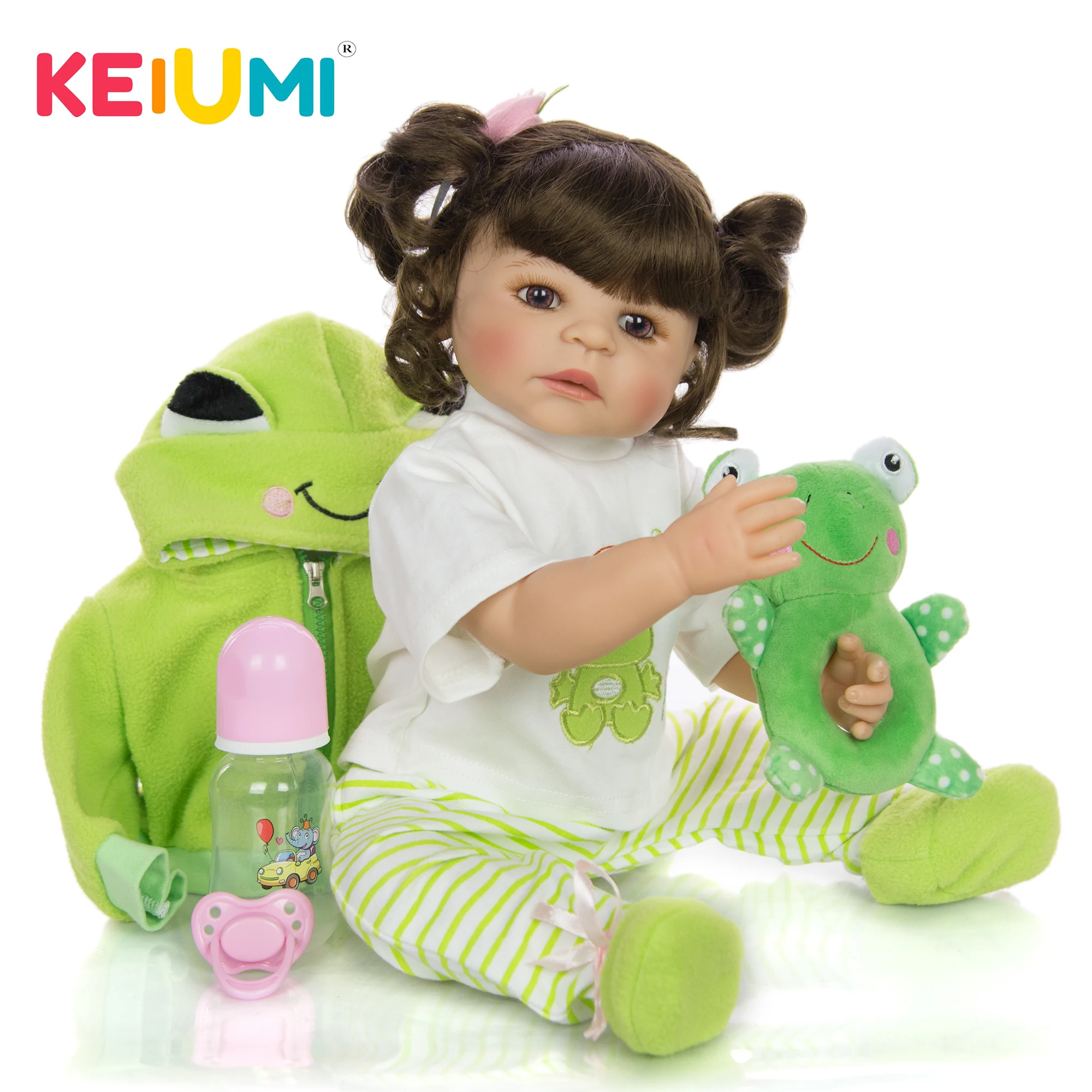 

KEIUMI As Frog Doll 22 Inch 55 cm Baby Reborn Girl Full Silicone Body Reborn Dolls Kids Playmate For Birthday Gift