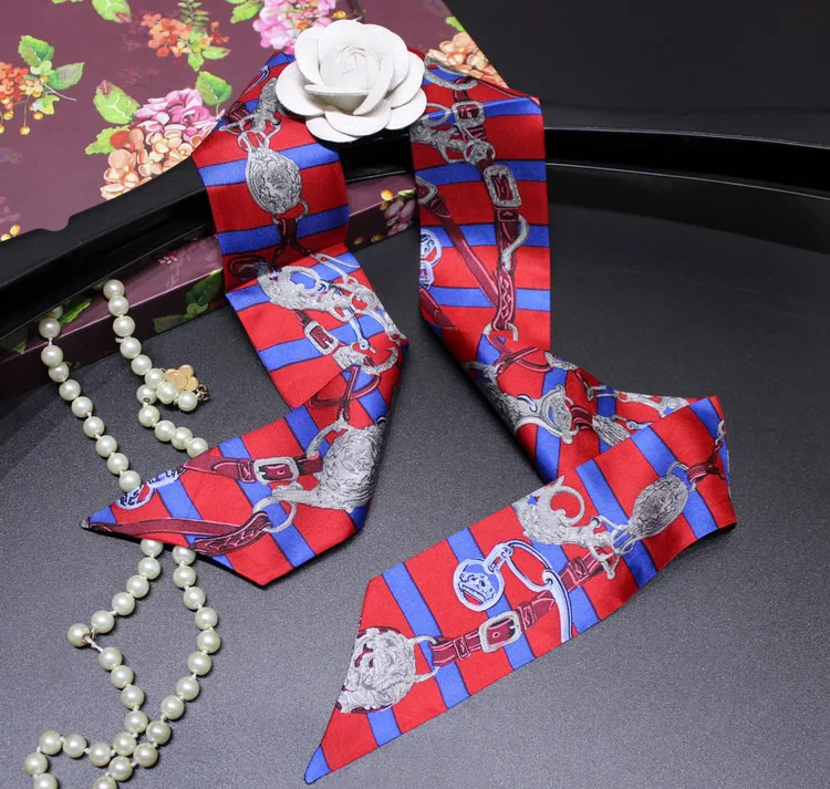 5 Headband Women Small Ribbon Multi-function Fashion Lady Silk Riband Scarves Handbag Scarf Female Clothing Match Bandeaus - Color: 5