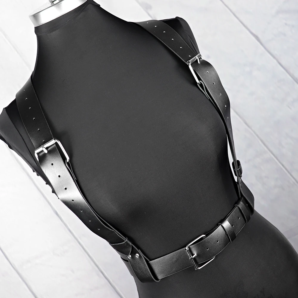 

Women Suspender Leather Harness Belt Chain Goth Body Sexy Bondage Adjustable Harness Gothic Garter Belt Lingerie Harajuku Punk