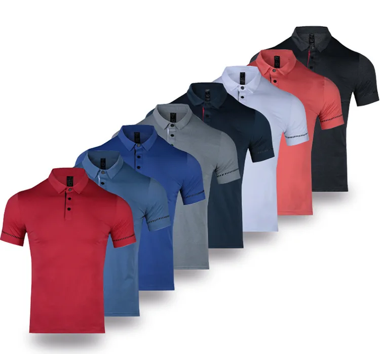 

2021 Summer Men Short Sleeve Running Shirt Sports Jogging Gym Training Dry Fit Sportswear Fitness trainer elastic Polo T-shirt