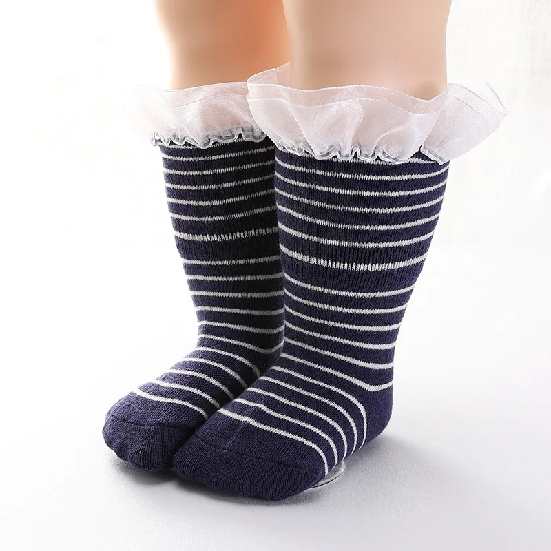 style 2 blue Милые детские носки для девочек и мальчиков, мягкие хлопковые носки до колена для малышей, Нескользящие длинные носки-тапочки для новорожденных, осенне-зимние носки для малышей - Цвет: style 2 blue