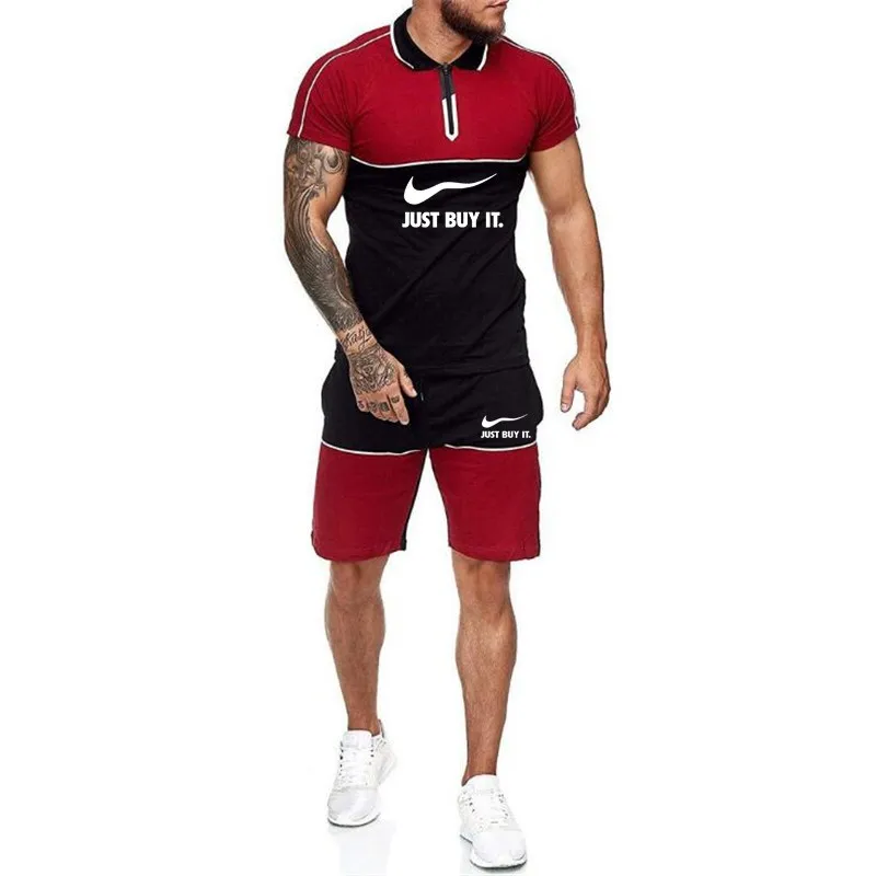 

2021 New Summer Men Set Running Fitness Sporting Suits Short Sleeve T Shirt + Shorts Quick Drying 2 Piece Jogging Track Suit Set