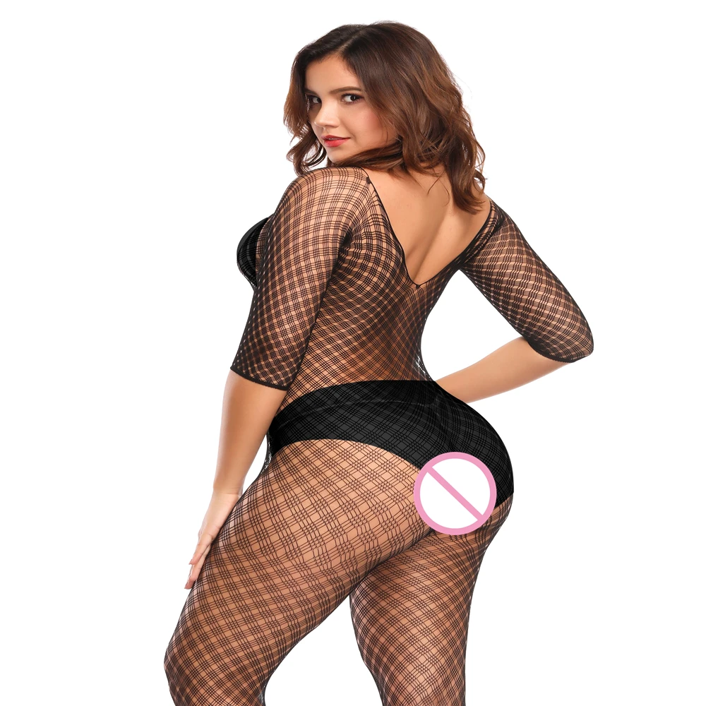 Сексуальное боди XXXL женские сетчатые колготки с открытой промежностью реальные