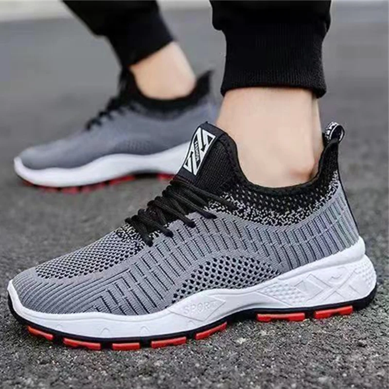 

Woven Fabric Breathable Men's Sneakers 2021 Casual Lace Up Running Tennis Shoes Lightweight Vulcanize Shoes Men's Sports Shoes