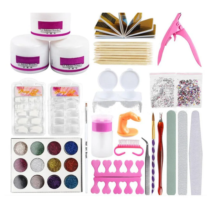

1 Set 12 Colors Hot Powder Nail Art Tool Set Nail Tips Brush Manicure Tool Kit Makeup Accessories @ME88