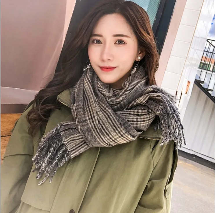 2019 осень и зима новый клетчатый шарф Европа Великобритания теплая плотная шаль