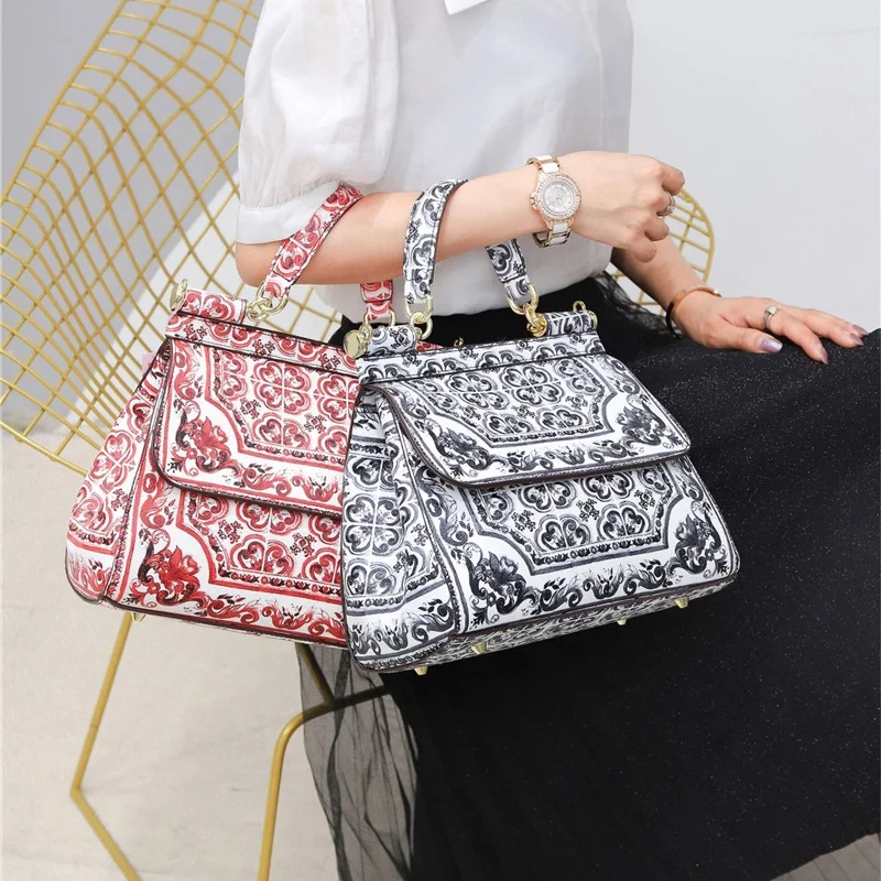 

Fashion 2021 Classic Women Frame Handbag Europe And America Printing Shoulder Messenger Totes Ladies Totes Bag Bolsa Feminina