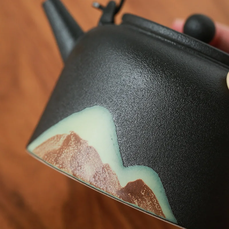 Loiesag большой емкости ручная роспись черная керамика в японском стиле чайные