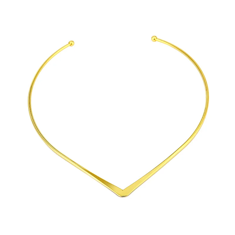 

MIXINNI 2021 New Fashion Jewelry Simple V-shaped V-neck Design Choker Women's Necklace Collar 011