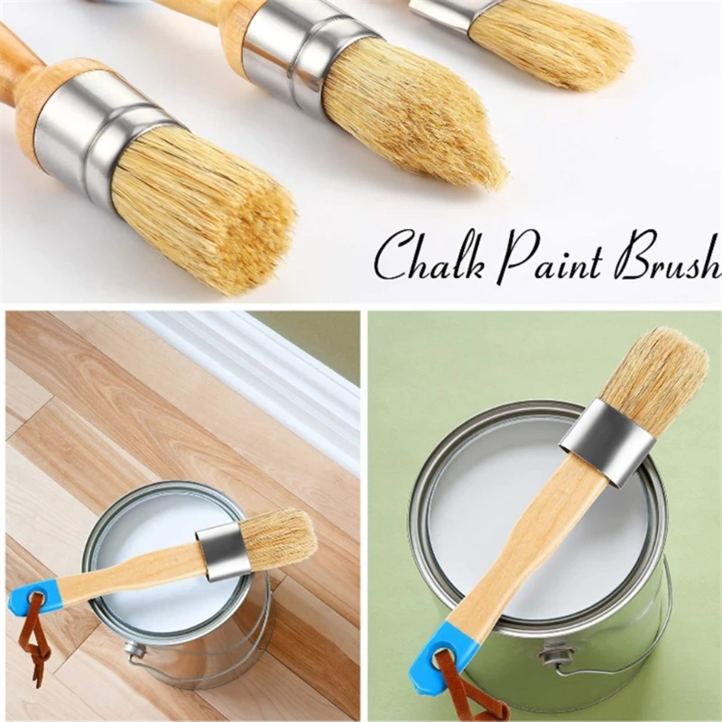 

3 Pcs/Set Ergonomic Handle Chalk Wax Paint Brushes Bristle Stencil Brushes Tool