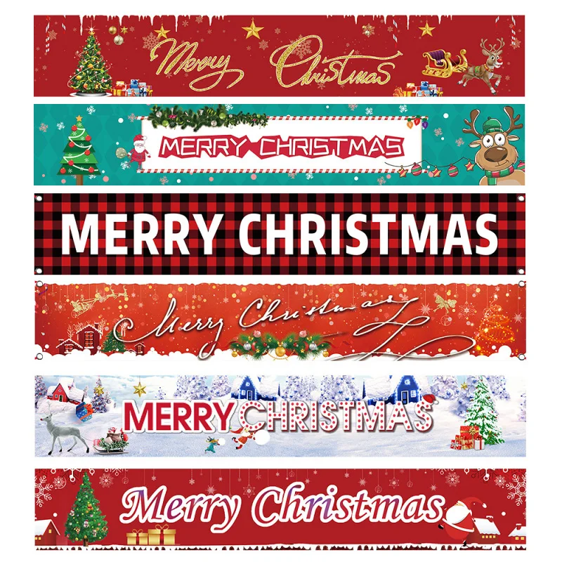 

1PC Christmas Holiday Hanging Flag Outdoor Polyester Banners Decoration DIY Party Festival Supplies