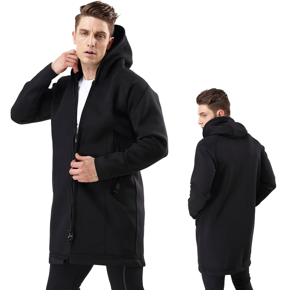 

Неопреновая теплая и холодная куртка для дайвинга 2 мм, ветровка, уличная Мужская и Женская длинная куртка с капюшоном, водонепроницаемая и ...