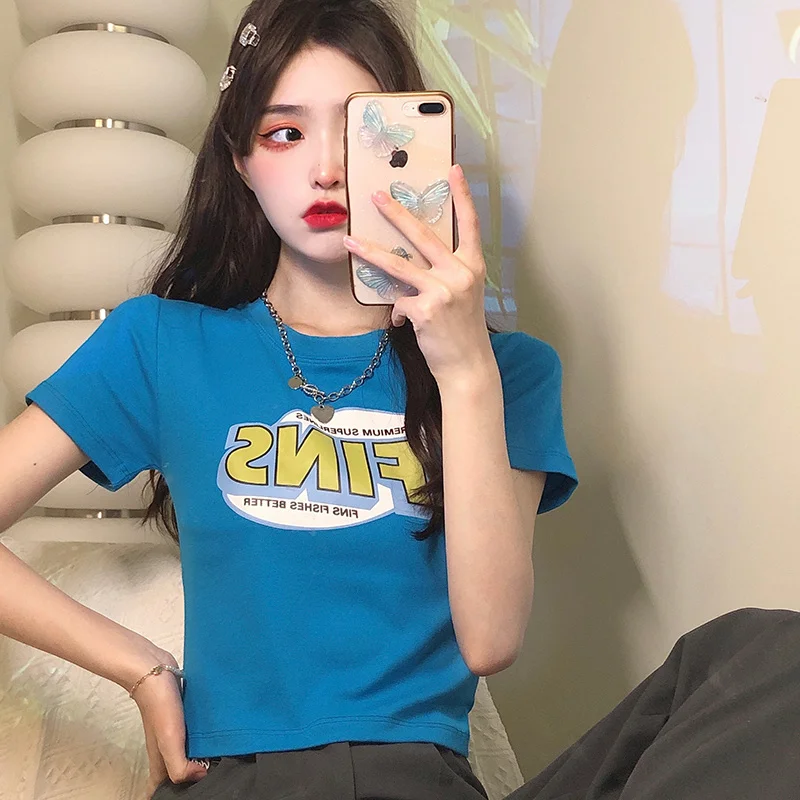 

Real Shot Short-Sleeved T-shirt for Women Summer 2021 New Short Learning