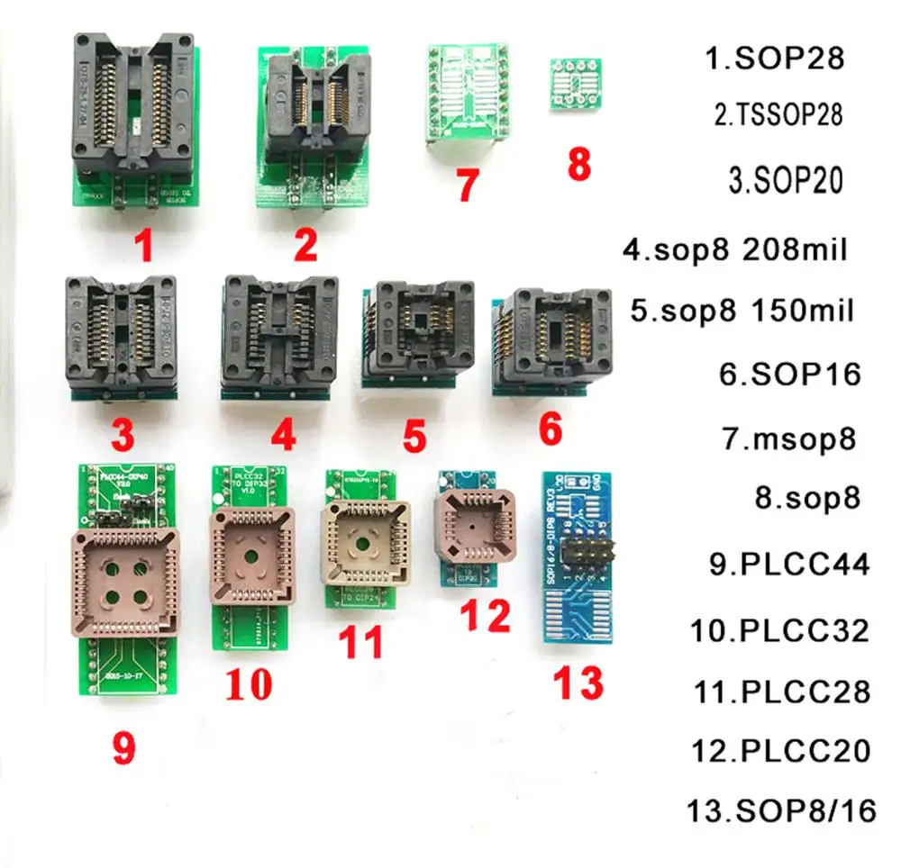 13 шт. Универсальный адаптер scoket для программиста vs4800 tnm5000 TL866ii плюс TOP3000 top3100 микросхема avr программист