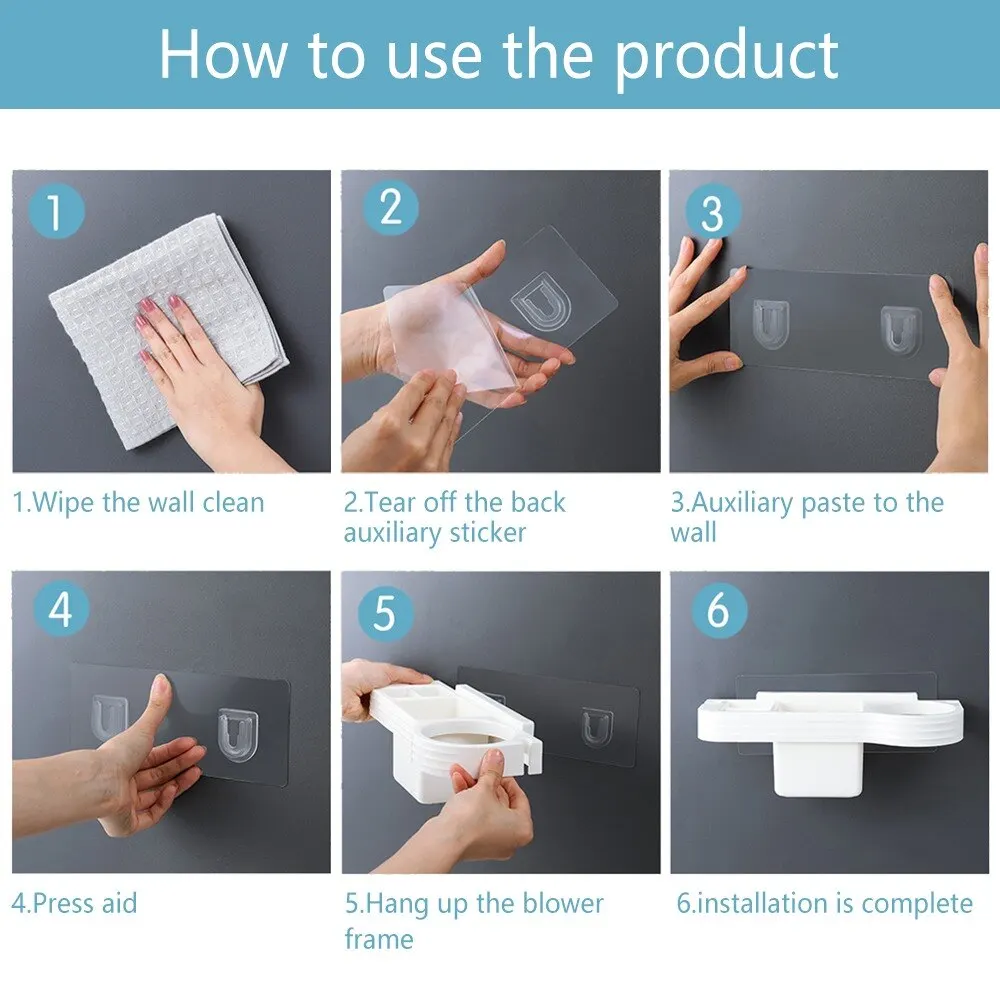 

Hands Free Hair Dryer Holder Storage Box Curling Iron Shelf For Bathroom Organizer Storage Rack Bathroom Accessories Set Home