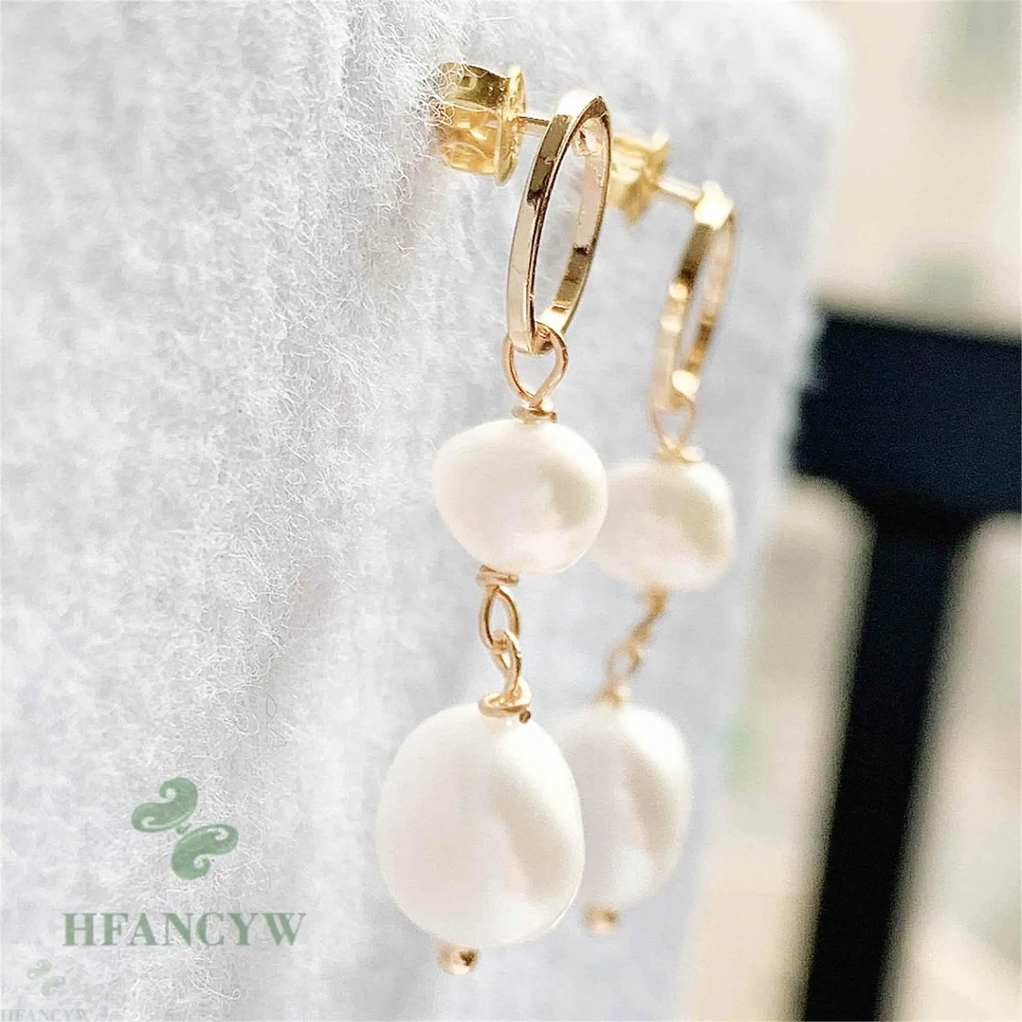 

11-12mm Natural Baroque Freshwater Pearl Earrings Cultured Luxury Accessories Party AAA Irregular Jewelry