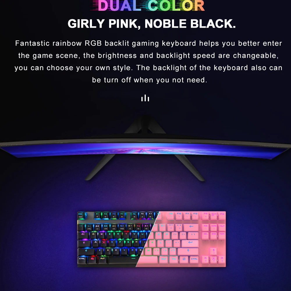 Newest Motospeed CK82 RGB Gaming Mechanical Keyboard Anti-Ghosting LED Backlight USB Wired Laser Keyboards For PC Computer Gamer enlarge