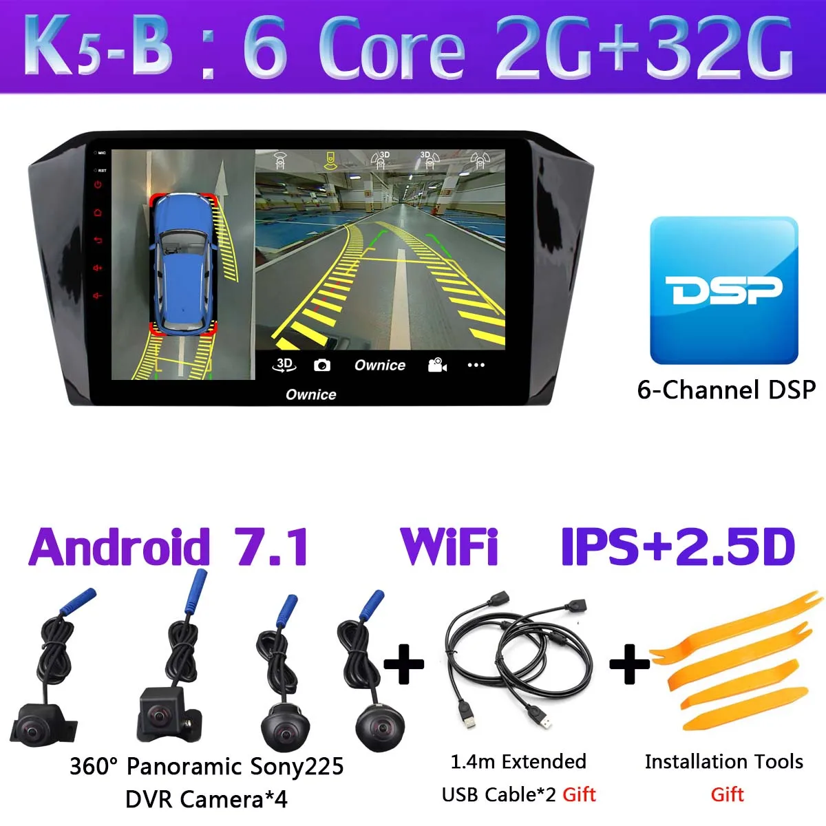 360 ° 4×AHD камера 4G WiFi Android 9,0 4 Гб+ 64 Гб DSP SPDIF CarPlay Автомобильный плеер для VW Passat B8 gps радио - Цвет: K5-B