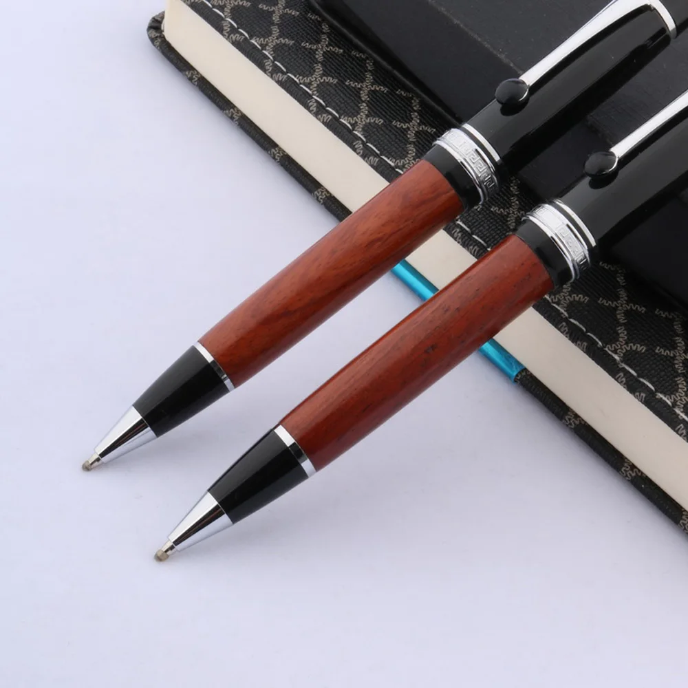 Высококачественная металлическая деревянная красная шариковая ручка деловая