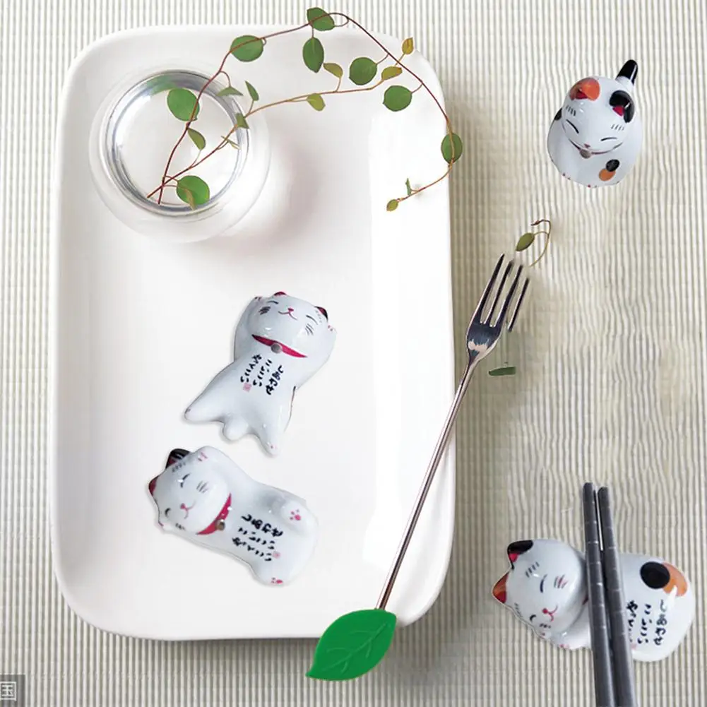 5 шт., палочки для еды Lucky cat, держатель, японские керамические палочки для еды, керамические милые палочки для еды Lucky Home, керамические украшения