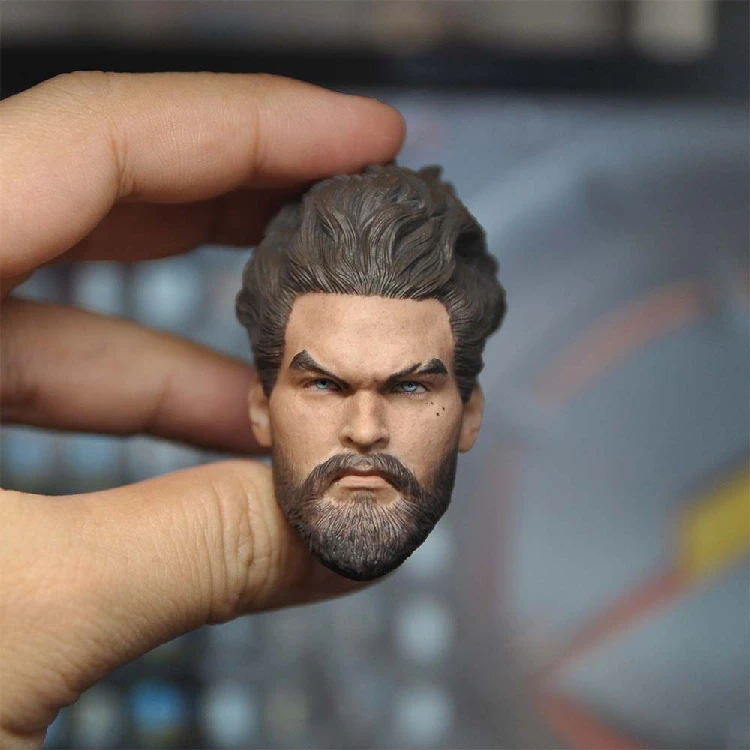 

1/6 Scale Aquaman Arthur Curry Head Sculpt Male Soldier Jason Momoa Head Carving Model for 12in Action Figure Body Doll