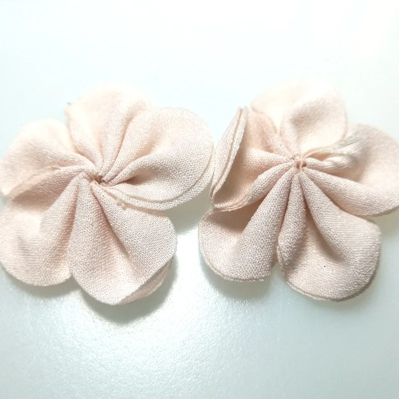 HL 20 шт 40 мм легкий розовый шифоновый цветок двойной ручной работы украшения