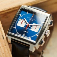 new blue watches men luxury brand chronograph men sport watches 316l steel vk62 movt quartz wristwatch leather relogio masculino